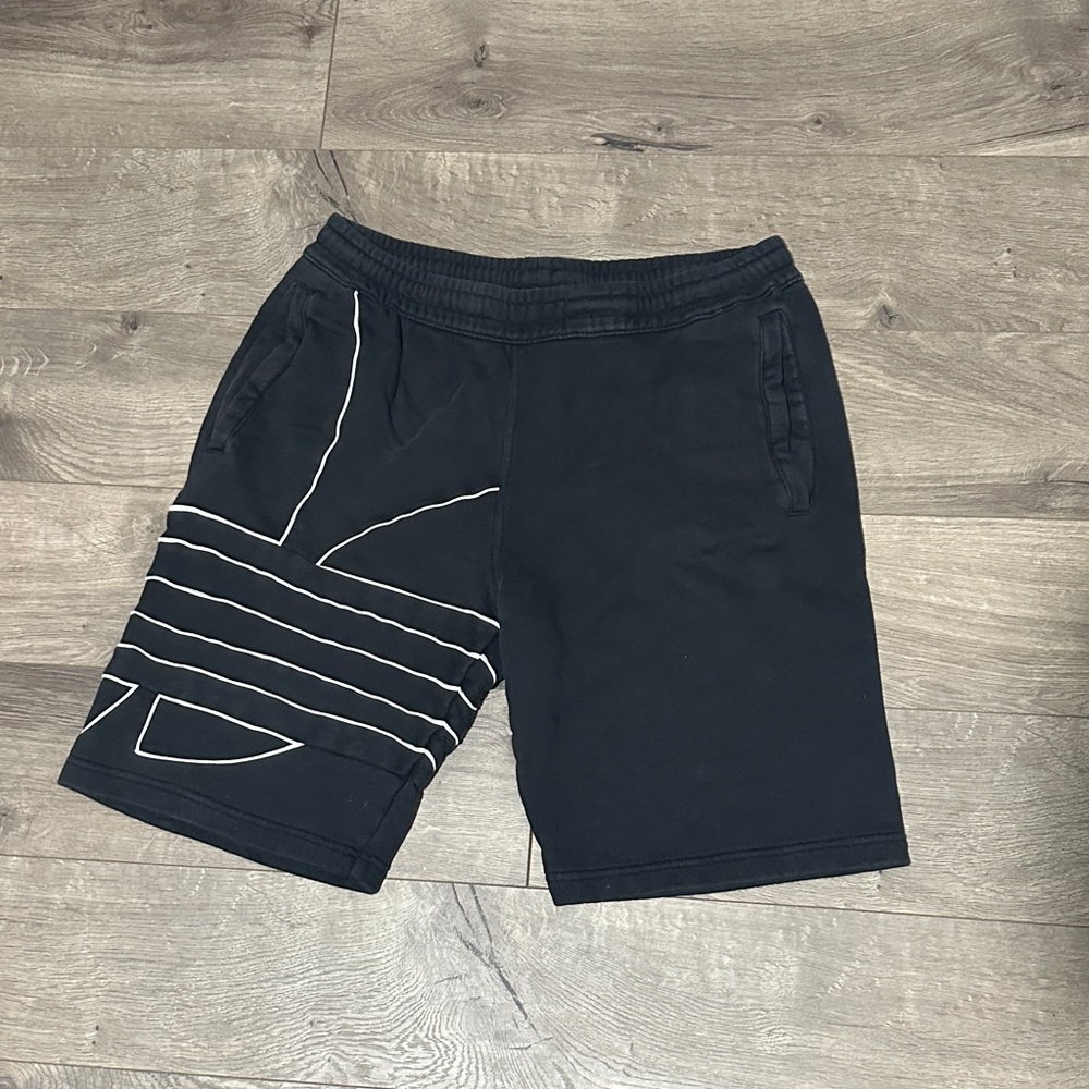 adidas Black Athletic Shorts with White Contrast Lines